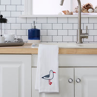 Seagull Portrait 2-Piece Hand Towel Set, White