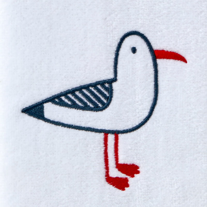 Seagull Portrait 2-Piece Hand Towel Set, White