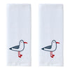 Seagull Portrait 2-Piece Hand Towel Set, White