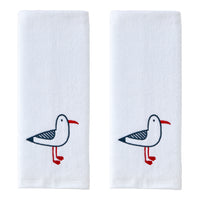 Seagull Portrait 2-Piece Hand Towel Set, White