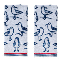 Seagull Sam Jacquard 2-Piece Hand Towel Set, White