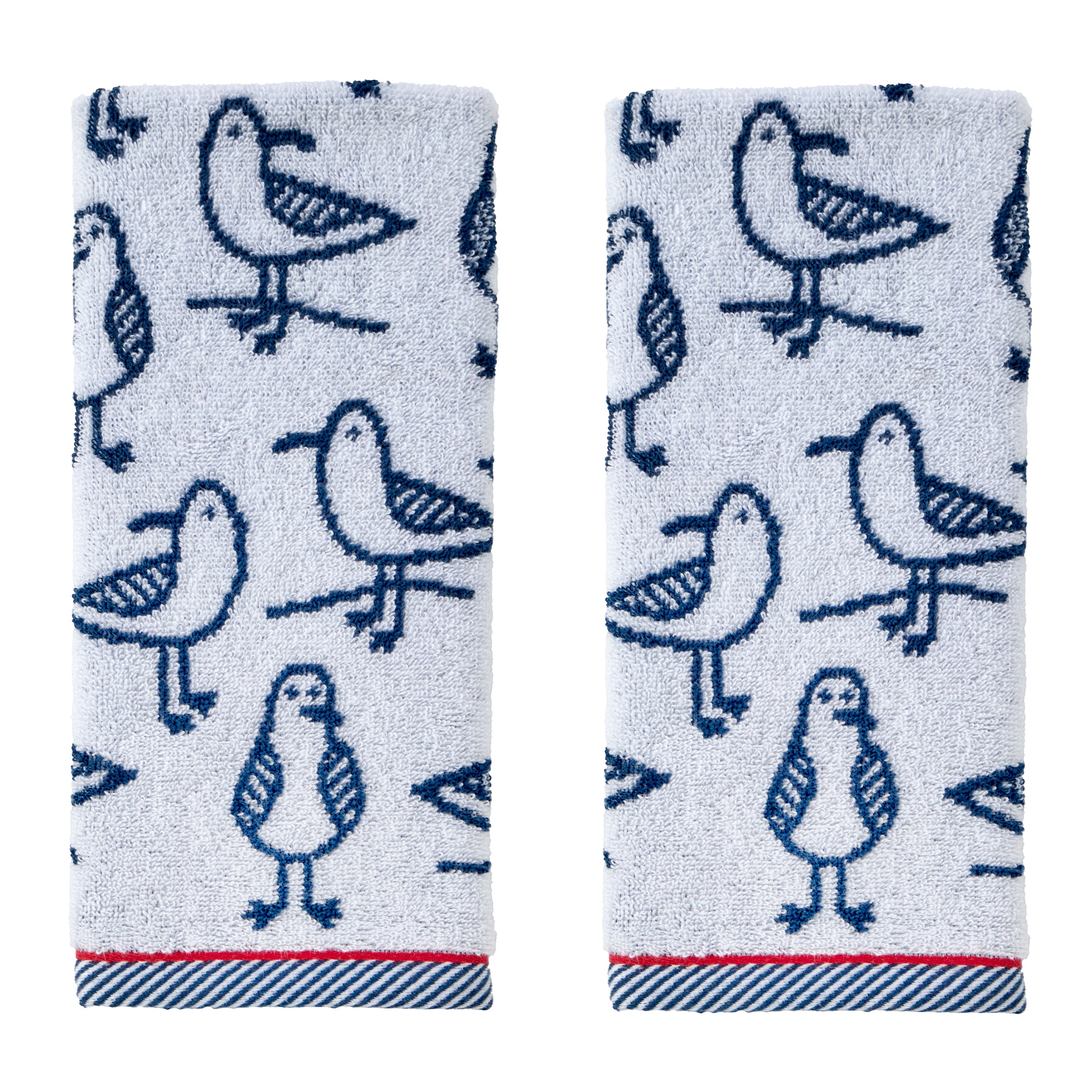 Seagull Sam Jacquard 2-Piece Hand Towel Set, White