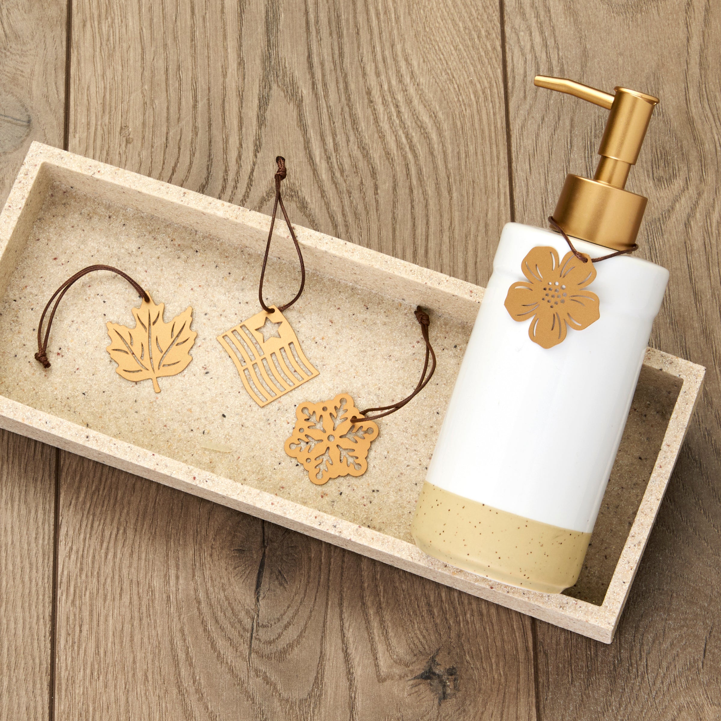 Seasonal Charm 5-Piece Soap Dispenser Set, White