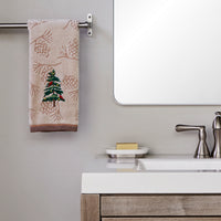 Seasonal Fir Jacquard 2-Piece Hand Towel Set, Wheat