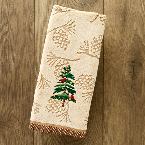 Seasonal Fir Jacquard 2-Piece Hand Towel Set, Wheat