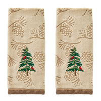 Seasonal Fir Jacquard 2-Piece Hand Towel Set, Wheat