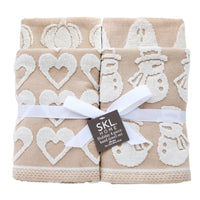 Holiday Jacquard 4-Piece Hand Towel Set, Tan