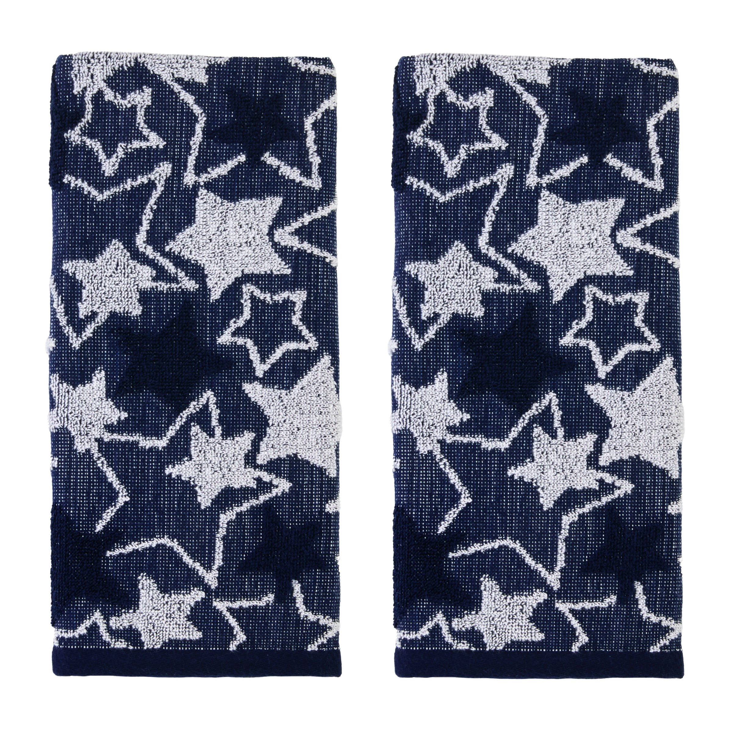 Seasonal Stars Jacquard 2-Piece Hand Towel Set, Navy