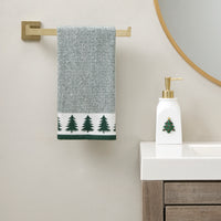 Tree Border 2-Piece Hand Towel Set, Evergreen