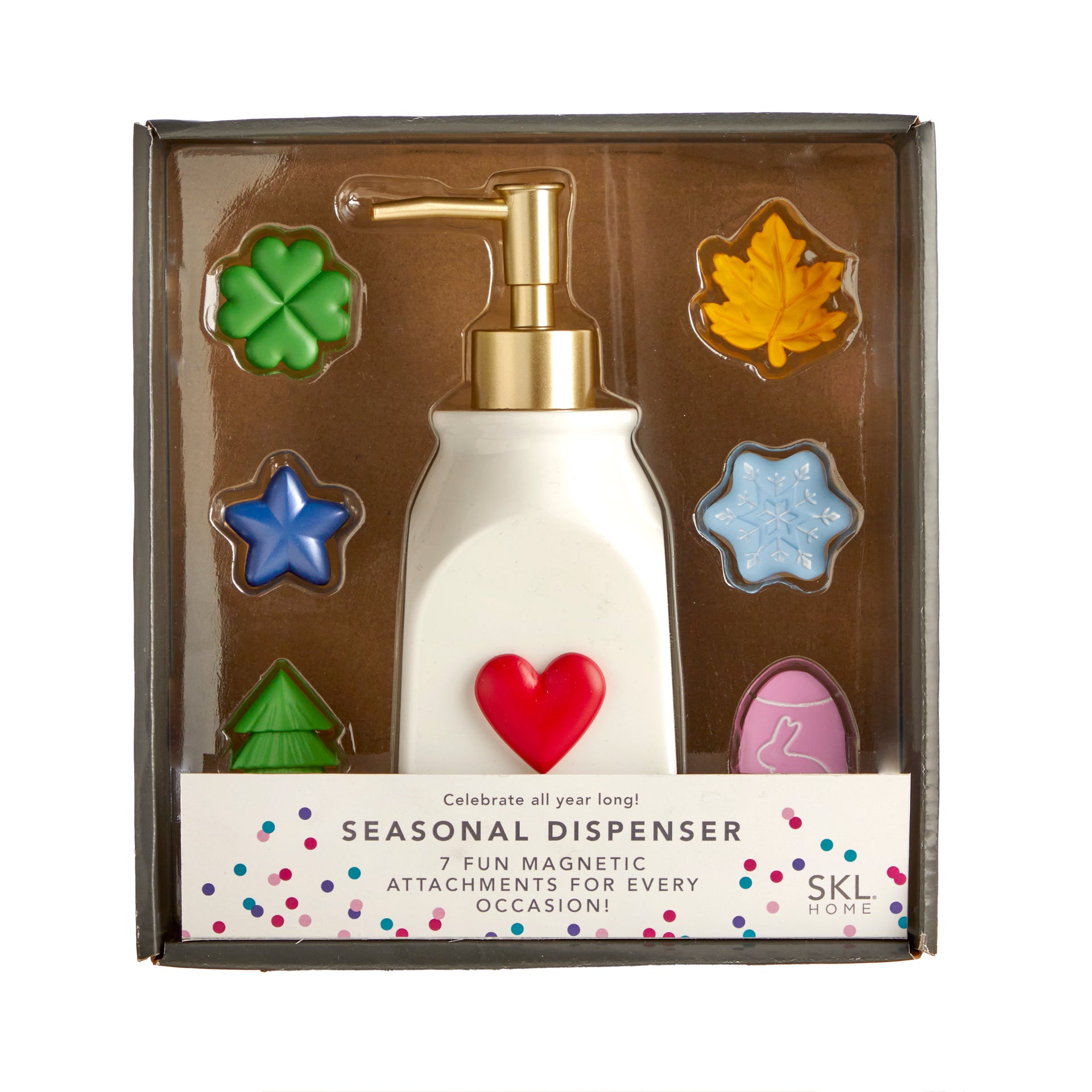 Seasonal Lotion/Soap Dispenser, White/Gold