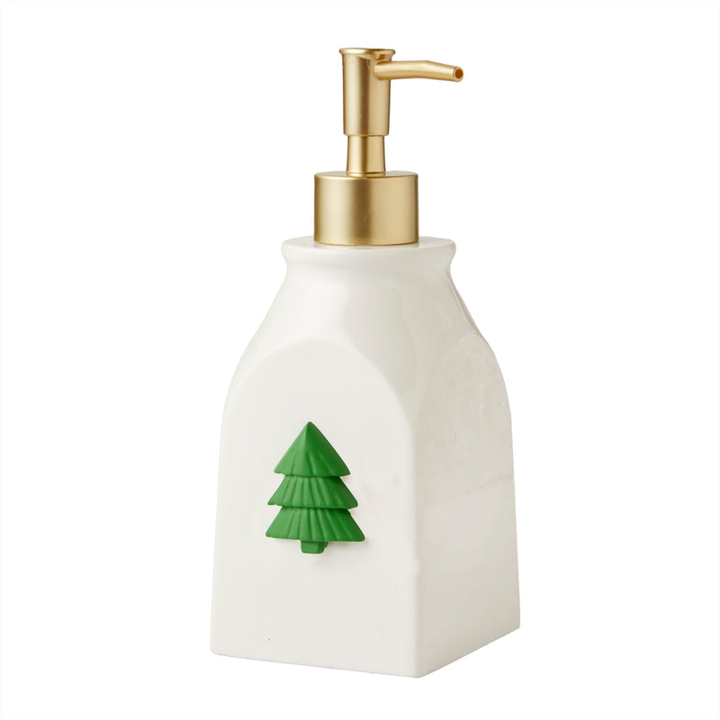 Seasonal Lotion/Soap Dispenser, White/Gold