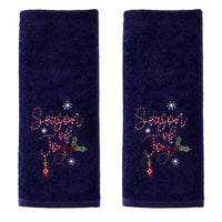 Season Of Joy 2-Piece Hand Towel Set, Navy