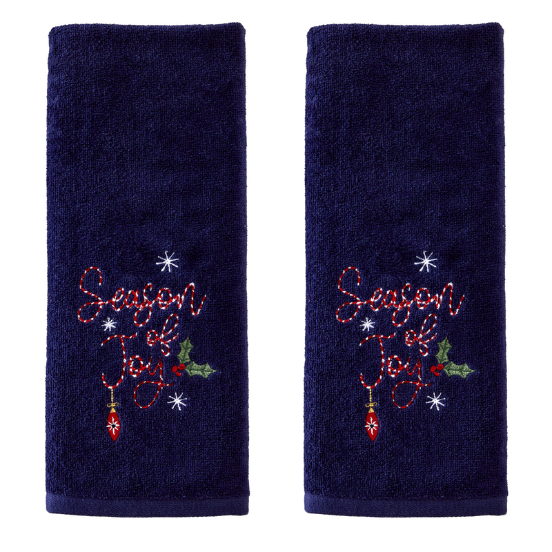 Season Of Joy 2-Piece Hand Towel Set, Navy