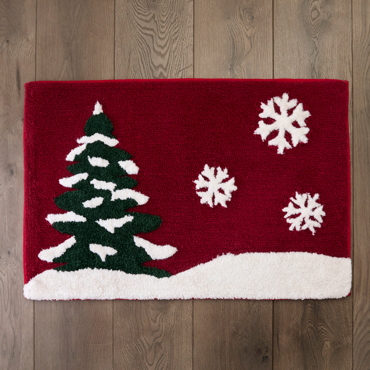 Scenic Winter Bath Rug, Red