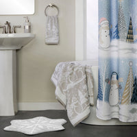 Scenic Snowman Jacquard 2-Piece Hand Towel Set, Gray