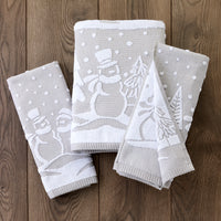 Scenic Snowman Jacquard Bath Towel, Gray