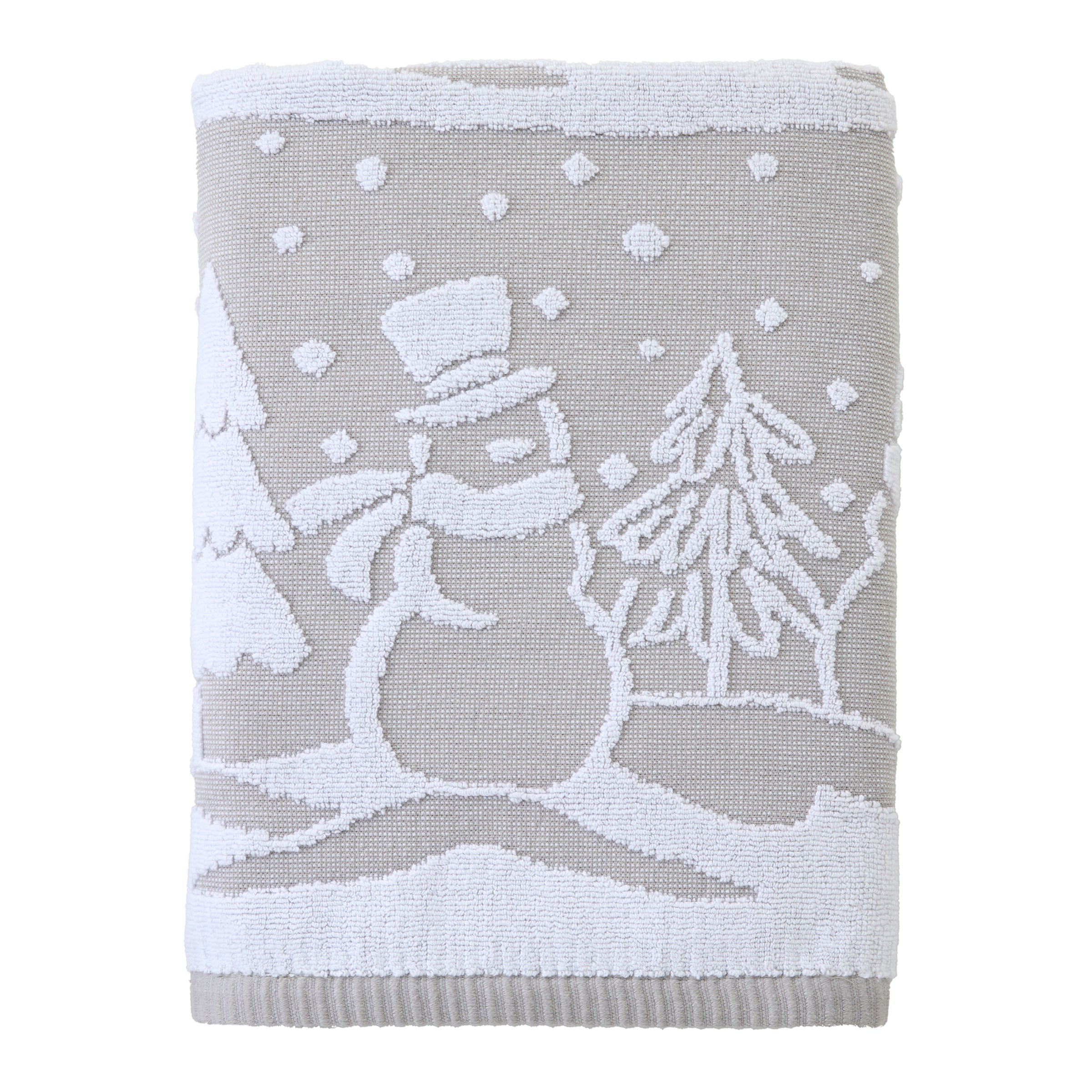 Scenic Snowman Jacquard Bath Towel, Gray