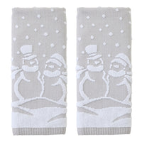 Scenic Snowman Jacquard 2-Piece Hand Towel Set, Gray