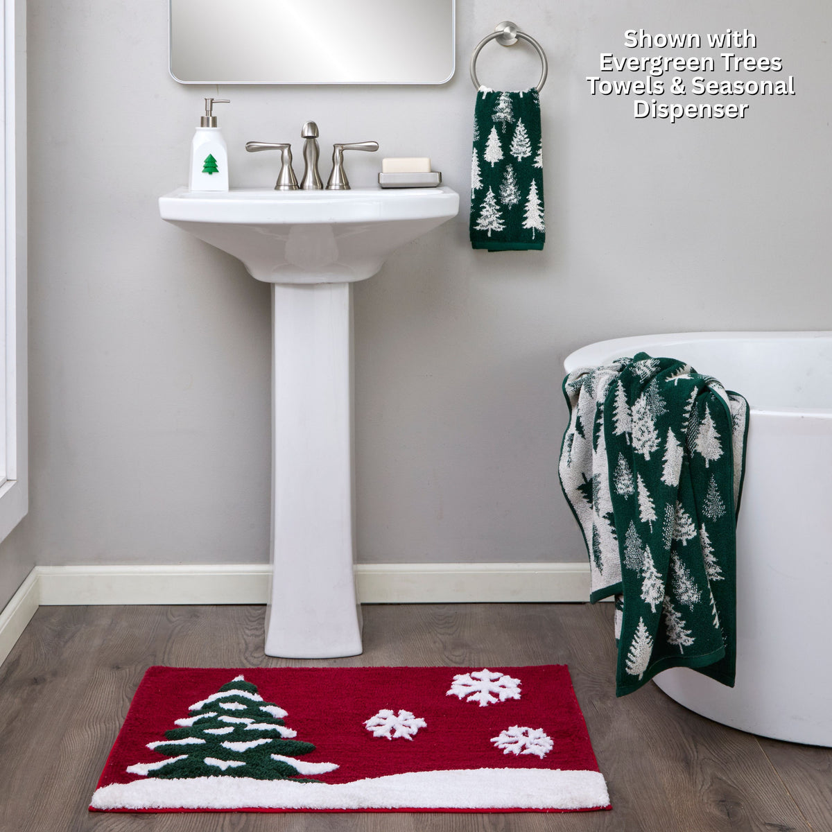 Scenic Winter Bath Rug, Red