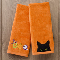Shadow Eyes 2-Piece Hand Towel Set, Orange
