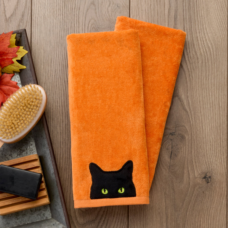 Shadow Eyes 2-Piece Hand Towel Set, Orange