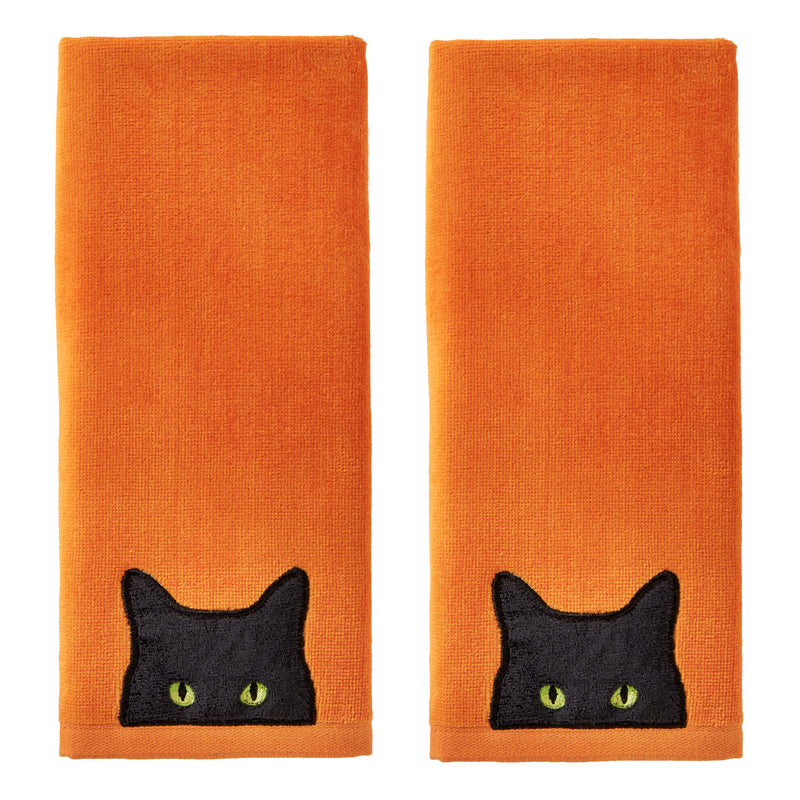 Shadow Eyes 2-Piece Hand Towel Set, Orange