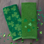 Shamrock Jacquard 2-Piece Hand Towel Set, Green