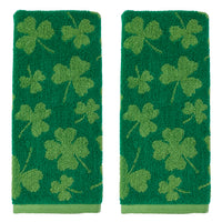 Shamrock Jacquard 2-Piece Hand Towel Set, Green