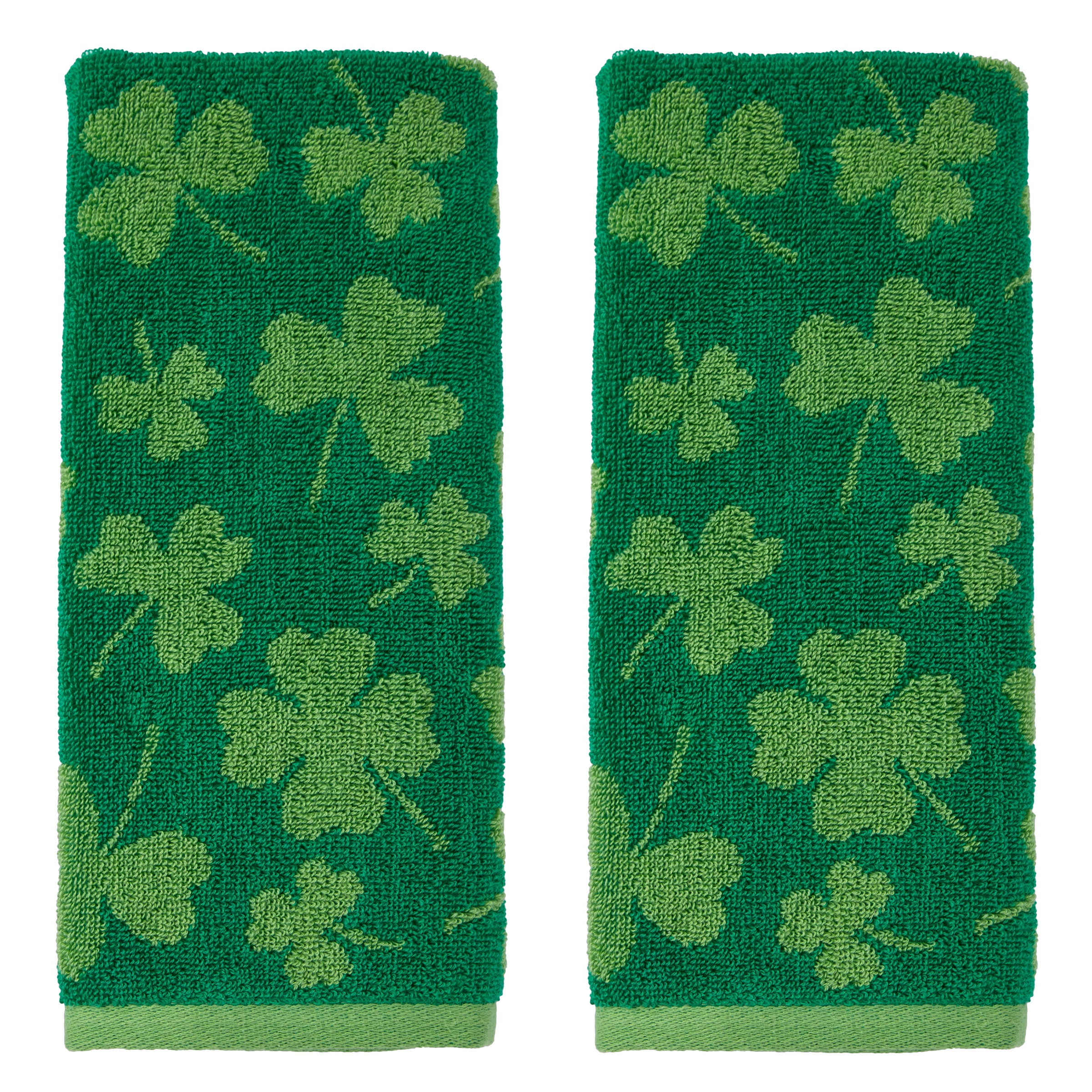 Shamrock Jacquard 2-Piece Hand Towel Set, Green