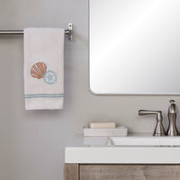 Shells Embellished 2-Piece Hand Towel Set, White