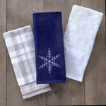 Simple Snowflake 2-Piece Hand Towel Set, Navy