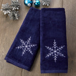 Simple Snowflake 2-Piece Hand Towel Set, Navy