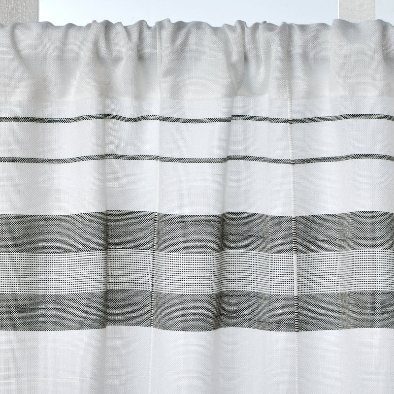 Slate Stripe Window Tier Pair, White/Gray, 56" x 24"