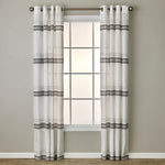 Slate Stripe Window Panel Pair, White/Gray, 52" x 63"