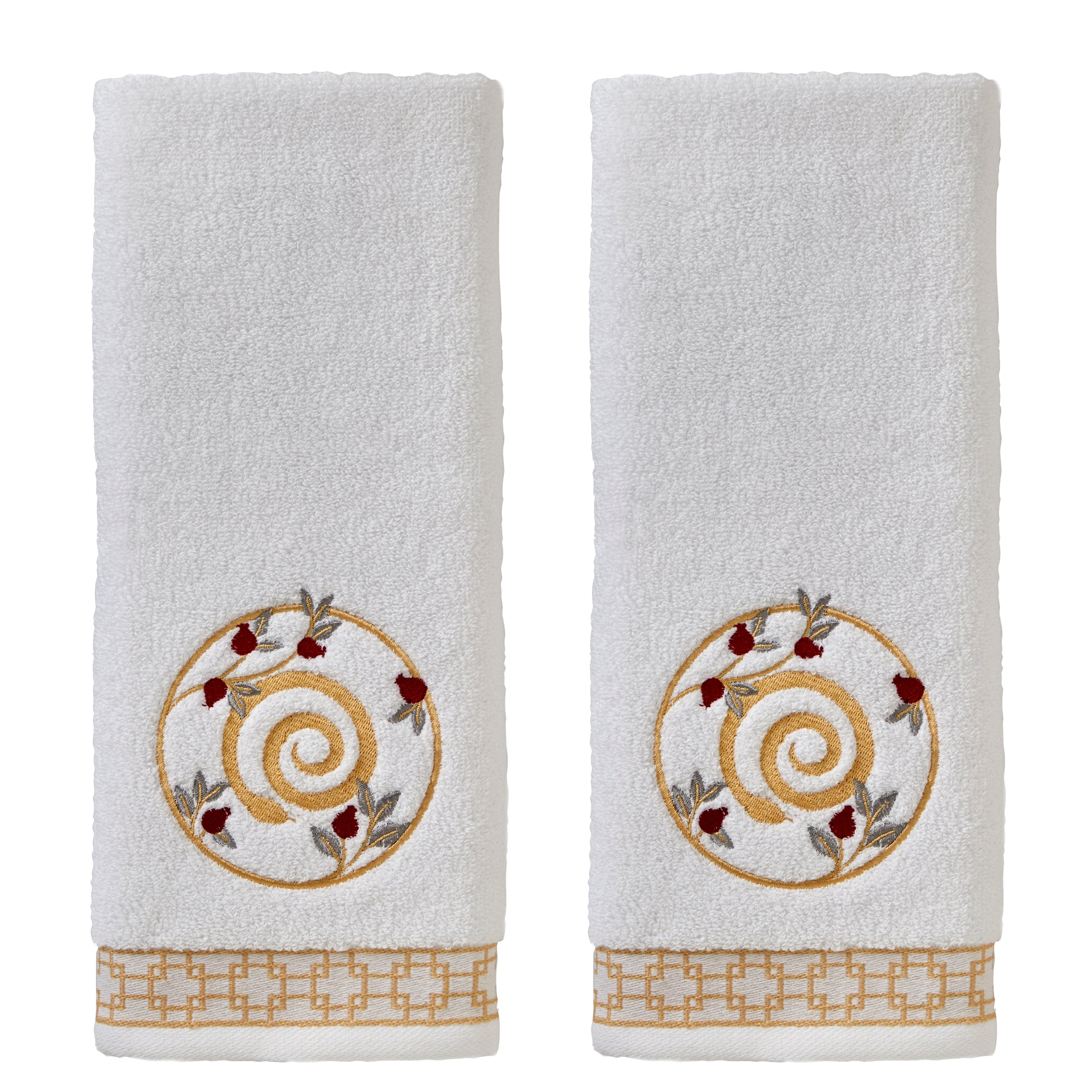 Vern Yip by SKL Home, Zodiac Snake 2-Piece Hand Towel Set, White
