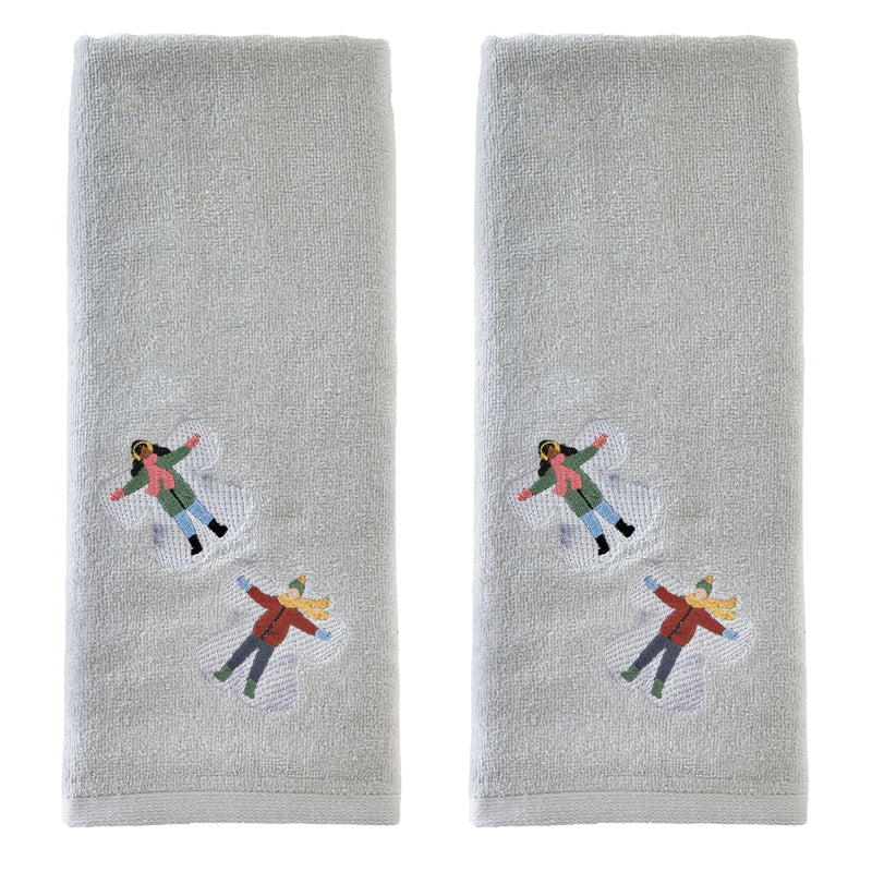 Snow Angels 2-Piece Hand Towel Set, Gray