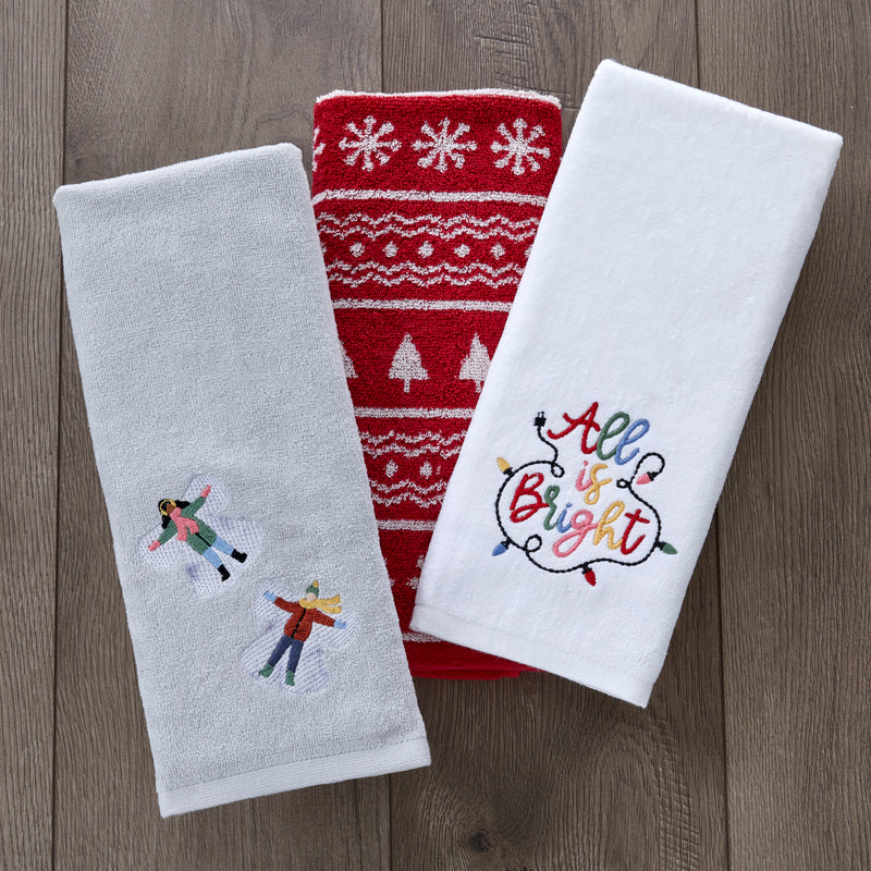 Snow Angels 2-Piece Hand Towel Set, Gray