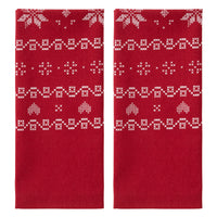Snowflake Winter 2-Piece Kitchen Dish Towel Set, Red/Multi