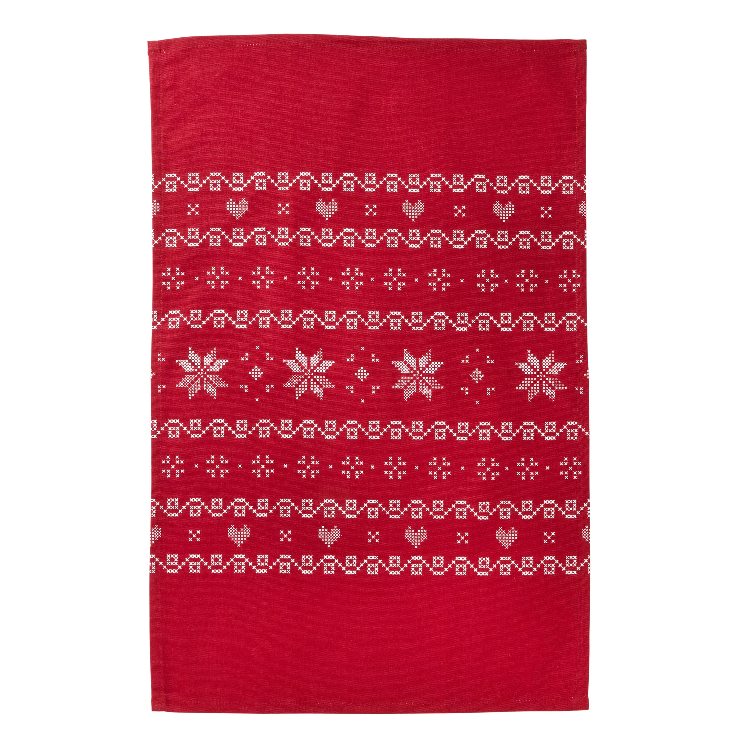 Snowflake Winter 2-Piece Kitchen Dish Towel Set, Red/Multi