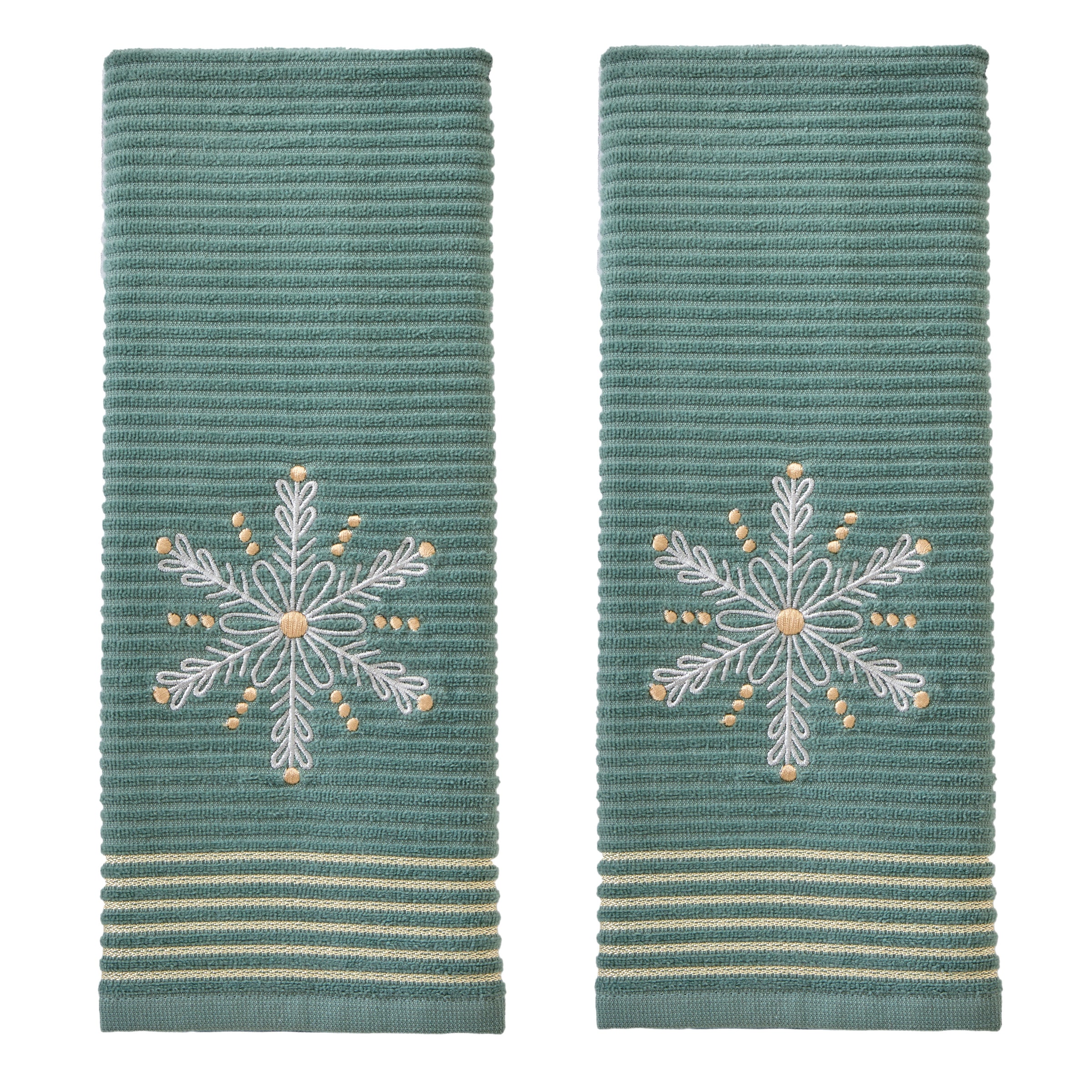 Snowflake 2-Piece Hand Towel Set, Sage