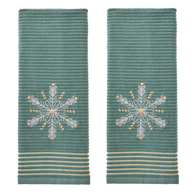 Snowflake 2-Piece Hand Towel Set, Sage