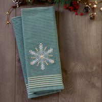 Snowflake 2-Piece Hand Towel Set, Sage