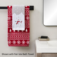 Snowman & Candy Cane 2-Piece Hand Towel Set, Gray