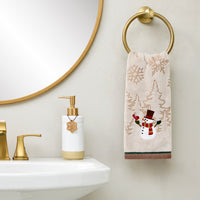 Snowman With Bird 2-Piece Hand Towel Set, Wheat