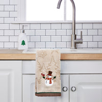 Snowman With Bird 2-Piece Hand Towel Set, Wheat