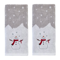 Snowman & Candy Cane 2-Piece Hand Towel Set, Gray