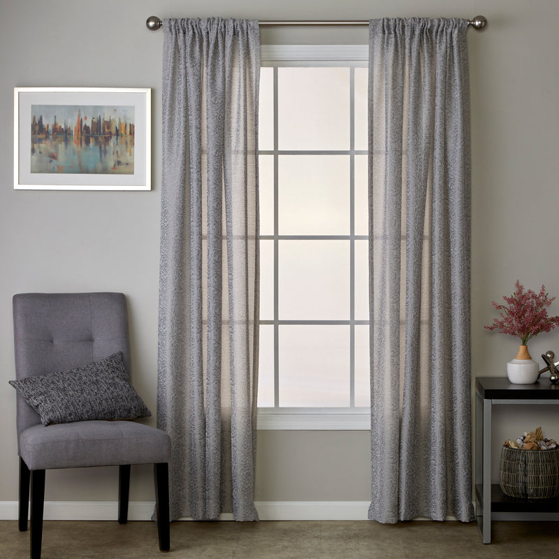 Soft Swirl Window Panel Pair, Silver, 56" x 84"