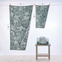 South Seas Shell Jacquard 2-Piece Hand Towel Set, Teal