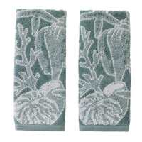 South Seas Shell Jacquard 2-Piece Hand Towel Set, Teal