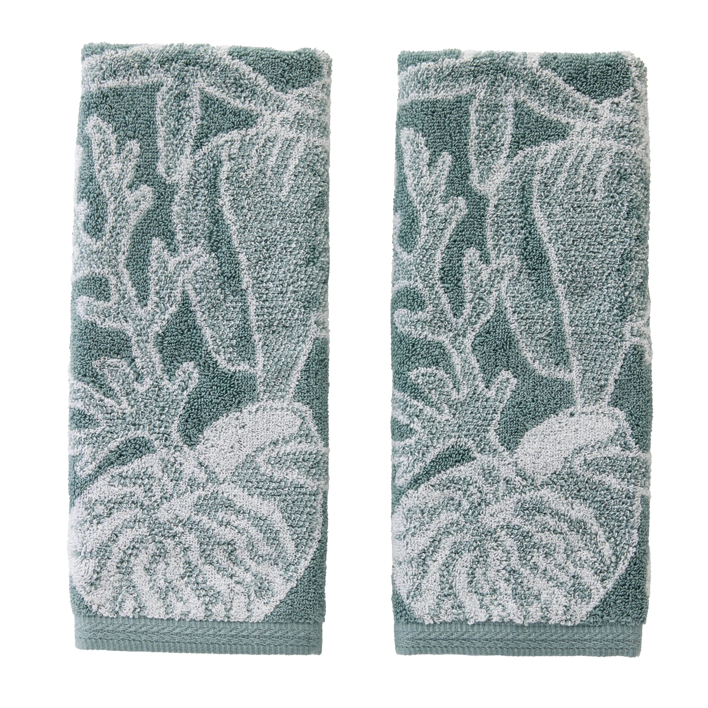 South Seas Shell Jacquard 2-Piece Hand Towel Set, Teal